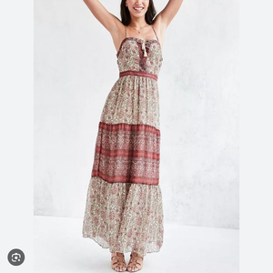 URBAN OUTFITTERS ECOTE Face The Music Lace Up Boho Maxi NWT Dress‎ Size 0